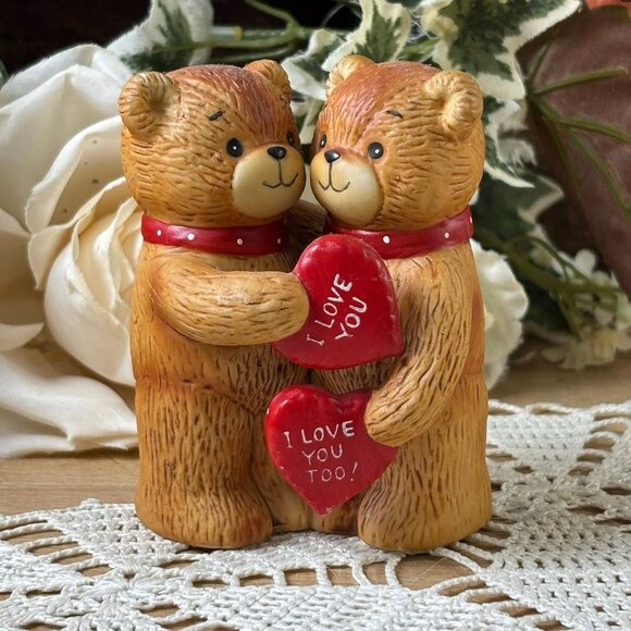 Russ Berrie Other - Lucy and Me Valentine Teddy Bears Couple I Love You Red Heart and Bow Grannycore